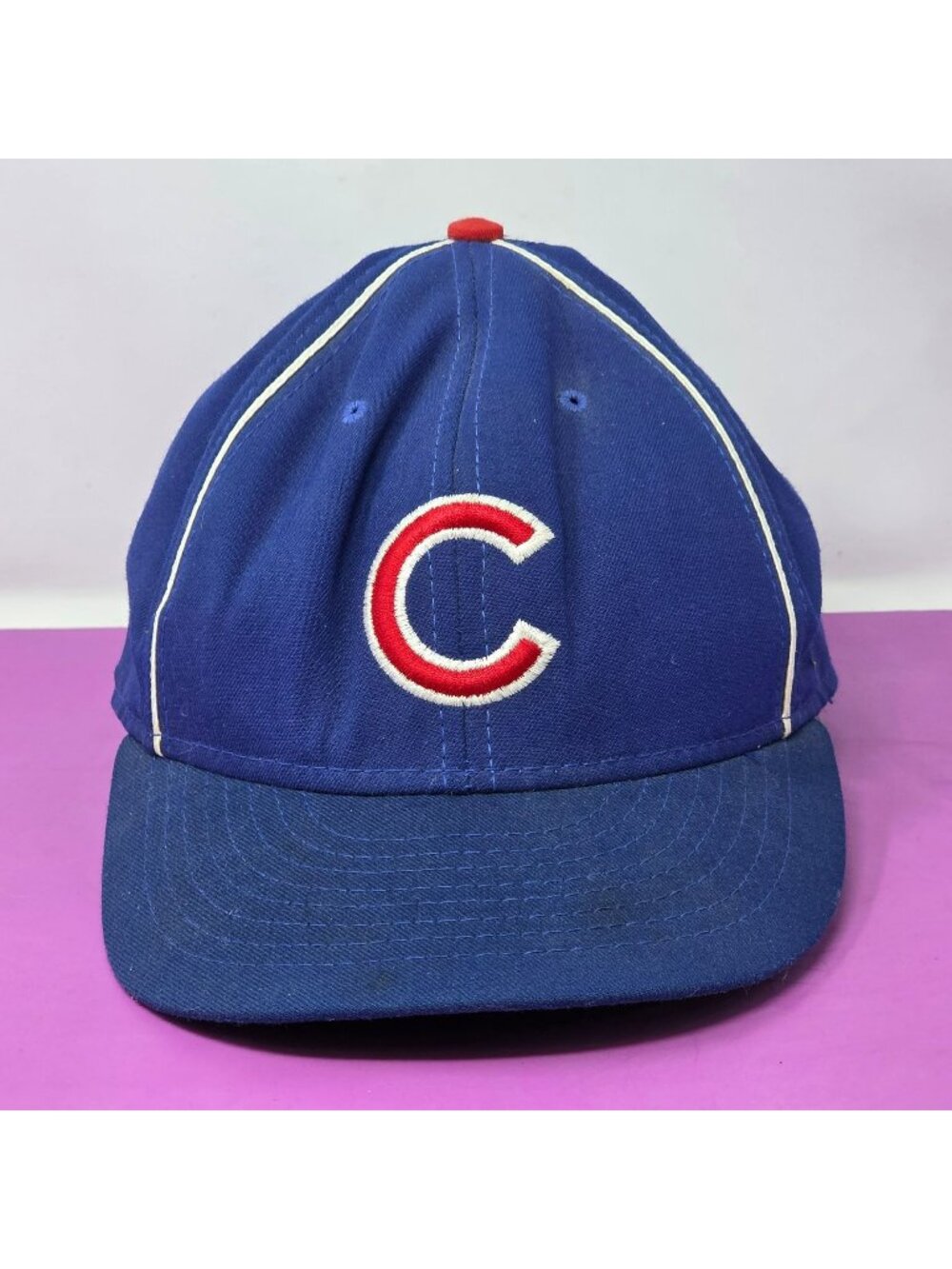 Vintage MLB Chicago Cubs Hat Annco Blue Red White Baseball Cap Made In USA 7 1/2